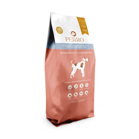Karma dla psa Perro Wołowina z jagnięciną 1 kg – średnie i duże rasy