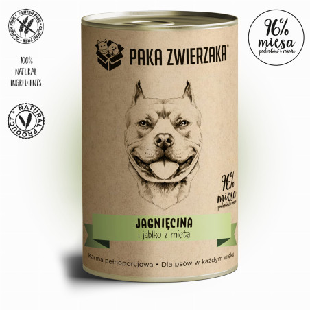 Karma mokra dla psa Paka Zwierzaka Jagnięcina i jabłko z miętą 400 g – naturalna dieta premium