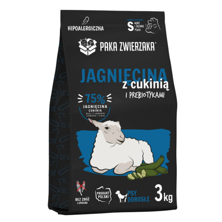 Karma sucha dla psa Paka Zwierzaka Jagnięcina z cukinią "S" 3 kg – dla małych ras