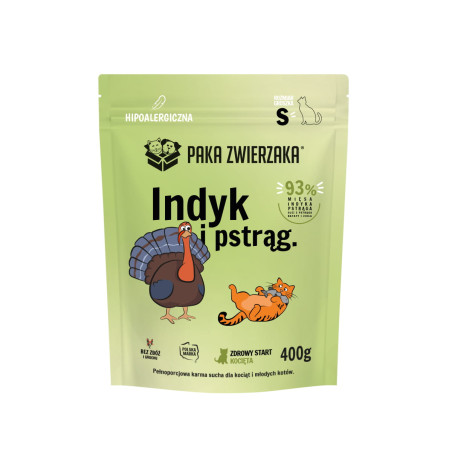 Dry cat food Paka Zwierzaka Turkey  Trout KITTEN "S" 400 g – healthy start