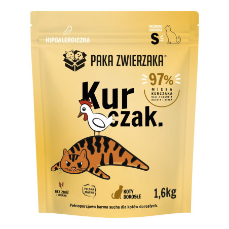 Dry cat food Paka Zwierzaka Chicken "S" 1.6 kg – complete nutrition