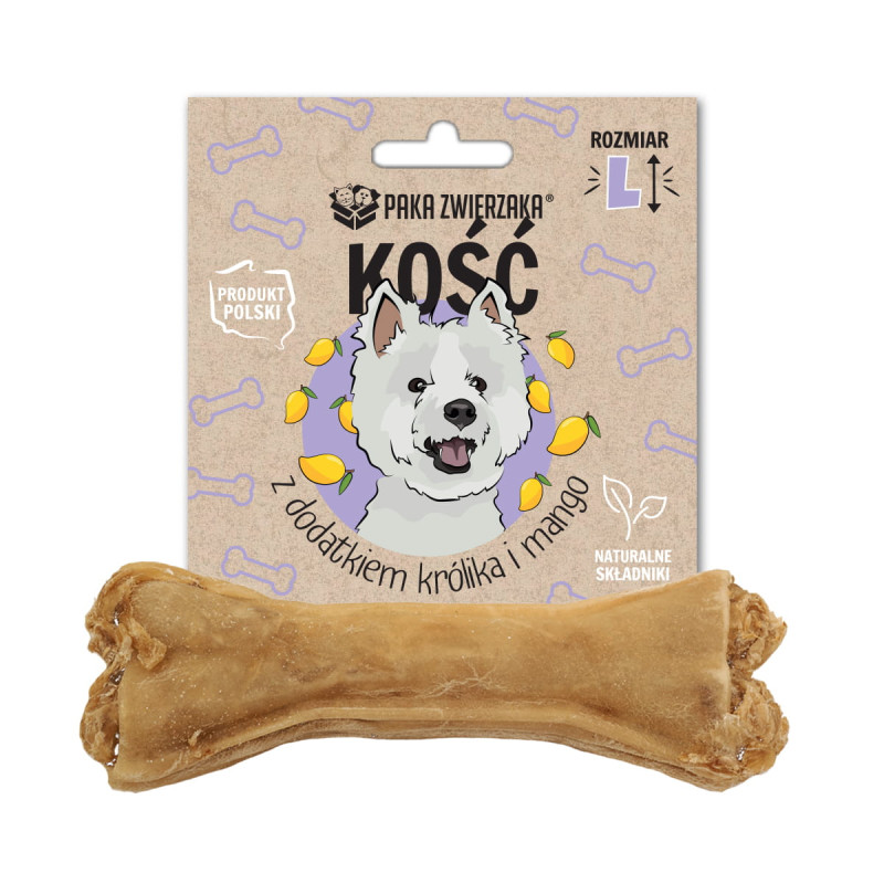 Przysmaki dla psa Paka Zwierzaka Kość z królikiem i mango L 13,5 cm