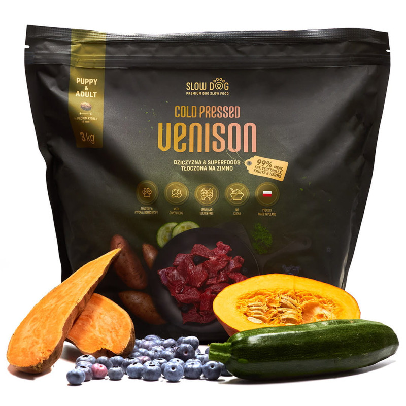 SlowDog Cold Pressed Venison 3 kg – natural grain-free dry food | Pupilowa Kraina