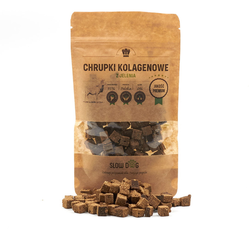 SlowDog Collagen Crunchies with Venison 100 g – natural joint-support dog treat | Pupilowa Kraina