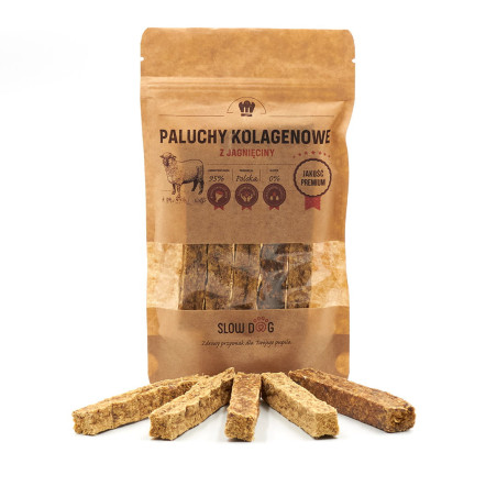 SlowDog Paluchy kolagenowe z jagnięciny 100 g – naturalny gryzak z kolagenem | Pupilowa Kraina