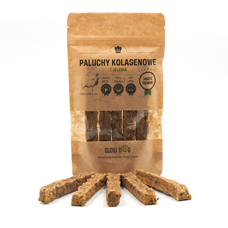 Przysmaki dla psa SlowDog Paluchy kolagenowe z jelenia 100 g 