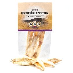 SlowDog Rabbit Ears with Fur 3 pcs – natural digestive dog chew | Pupilowa Kraina
