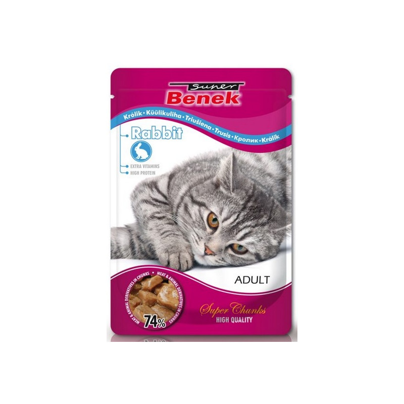 Super Benek wet cat food rabbit in gravy 100g pouch