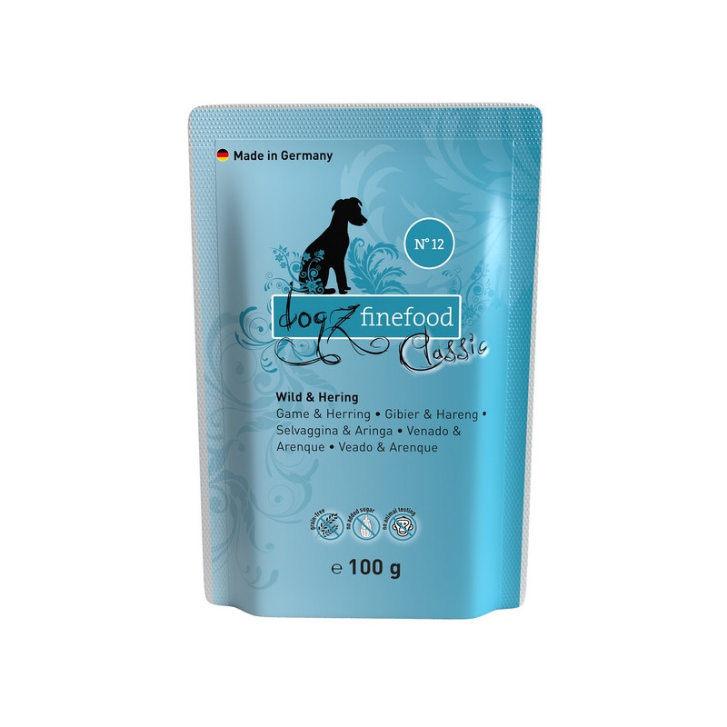 Wet dog food Dogz Finefood Classic No.12 Game  Herring 100 g
