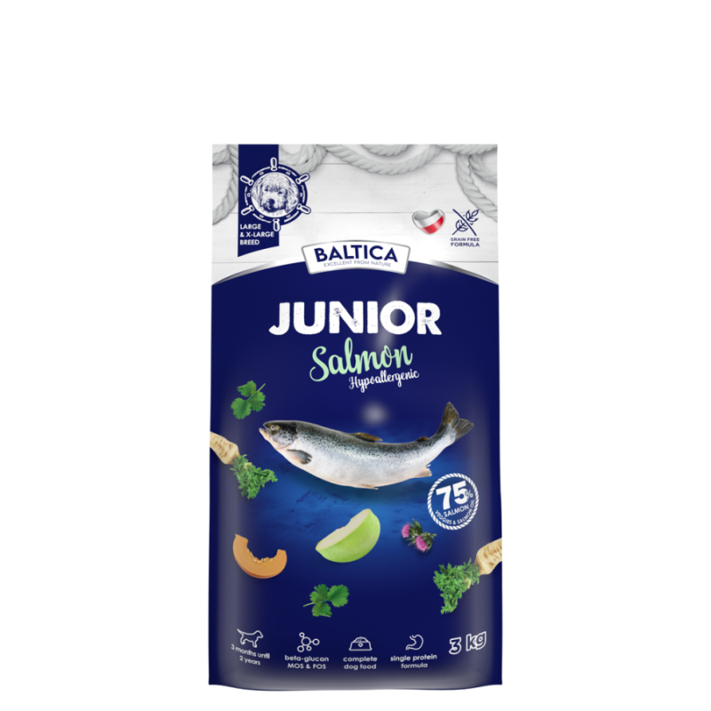 BALTICA EXCELLENT Junior Salmon Hypoallergenic L/XL 3 kg – dry puppy food | Pupilowa Kraina