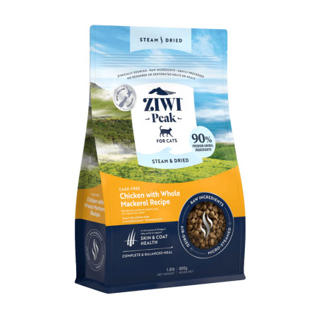 Ziwi Peak Steam  Dried Kurczak z Makrelą 800 g – naturalna karma sucha dla kota