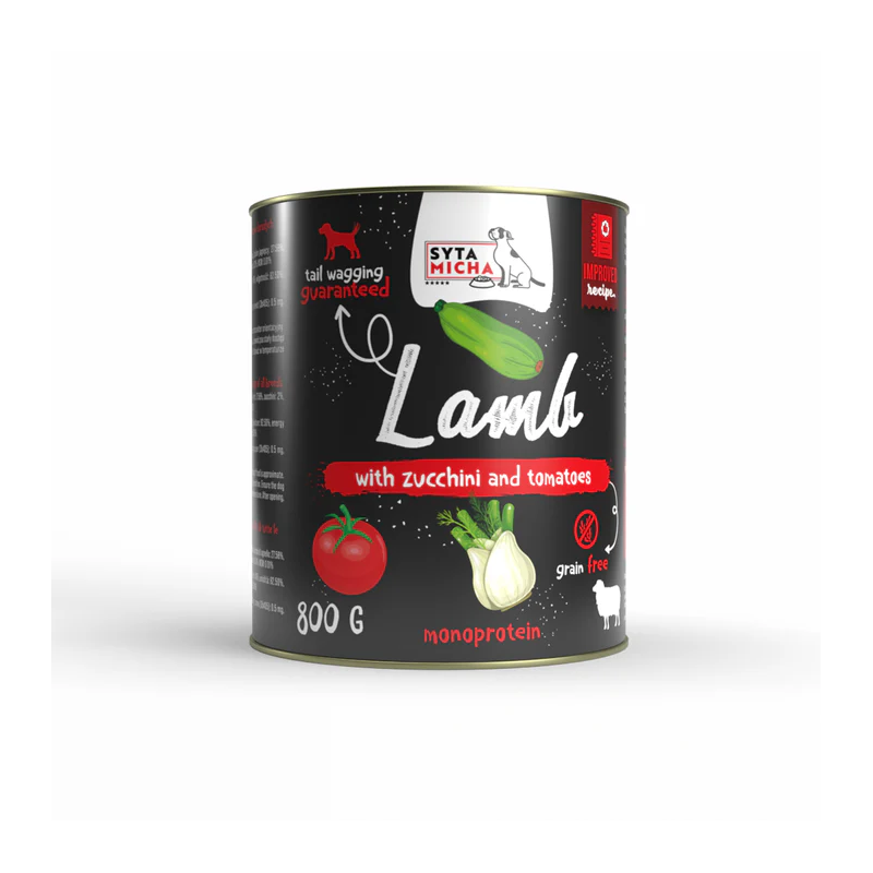 Syta Micha jagnięcina z cukinią i pomidorami 800g – naturalna karma mokra dla psa