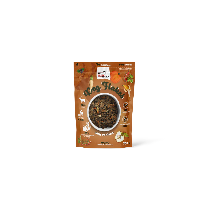 Syta Micha Dog Flakes suszona dziczyzna 700g – sucha karma w płatkach dla psa
