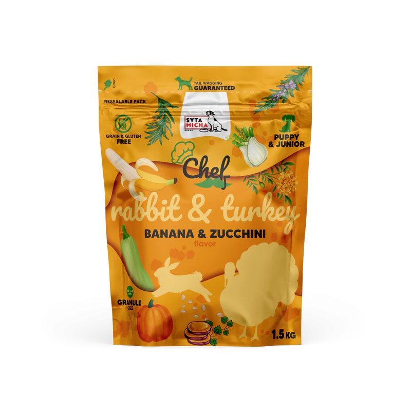 Syta Micha puppy rabbit and turkey with banana and zucchini 1.5kg – dry puppy food