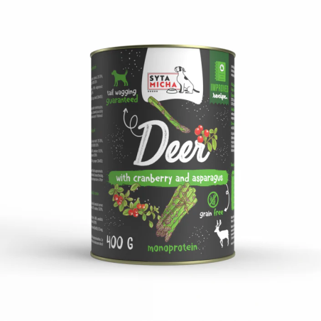 Syta Micha venison with cranberry and asparagus 400g – natural wet dog food