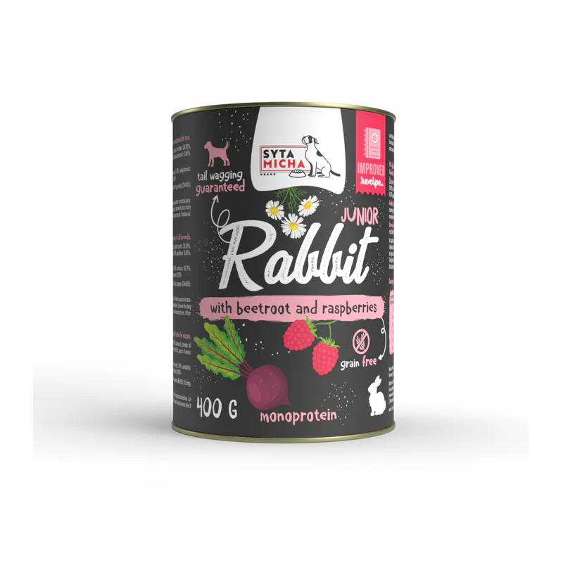 Syta Micha puppy rabbit with beetroot and raspberries 400g – wet food for puppies