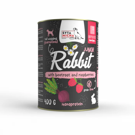 Syta Micha puppy rabbit with beetroot and raspberries 400g – wet food for puppies