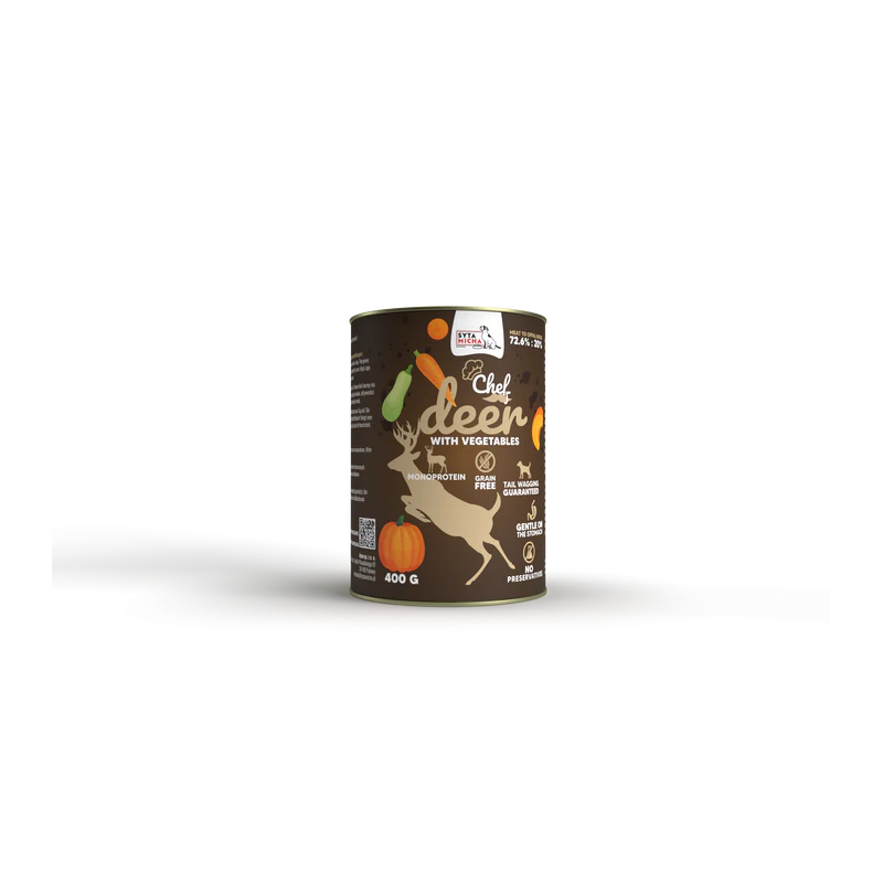 Syta Micha Jeleń z warzywami 400g – naturalna karma mokra dla psa