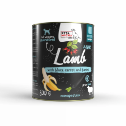 Syta Micha dla szczeniąt jagnięcina z czarną marchwią i bananem 800g – karma mokra dla młodych psów