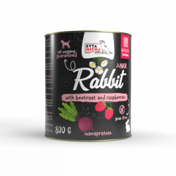 Syta Micha dla szczeniąt królik z burakiem i malinami 800g – karma mokra dla szczeniąt