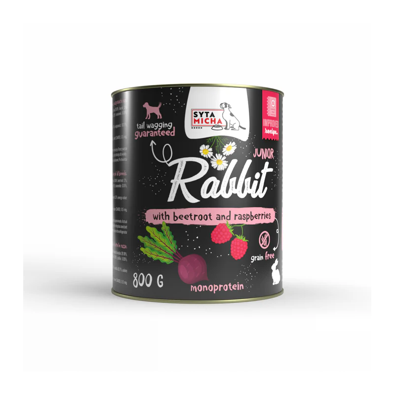 Syta Micha puppy rabbit with beetroot and raspberries 800g – wet food for puppies