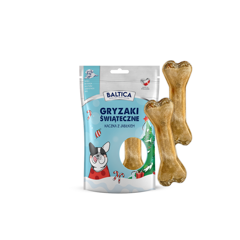 Baltica Christmas Bones duck with apple 2 pcs – dog treats