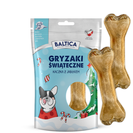 Baltica Christmas Bones duck with apple 2 pcs – dog treats