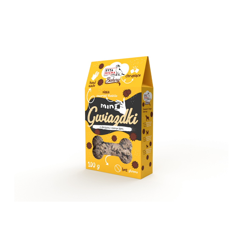 Syta Micha Mini gwiazdki z dziczyzną i czarnym bzem 100g – ciastka dla psa