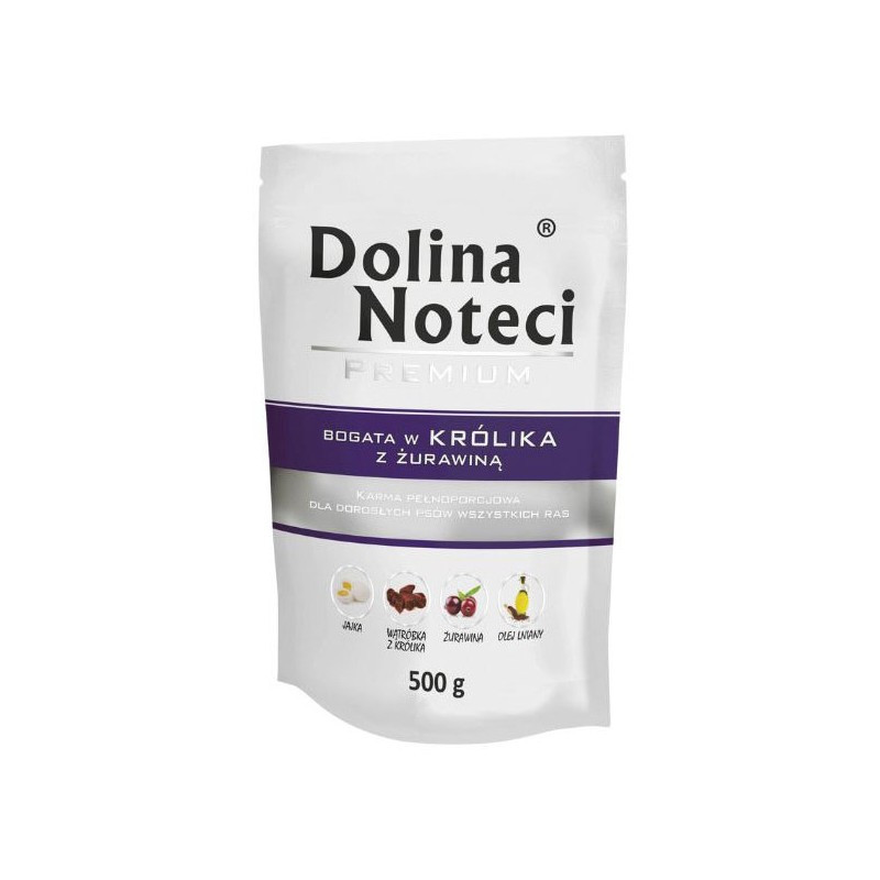 Dolina Noteci Premium królik z żurawiną 500g – karma mokra dla psa
