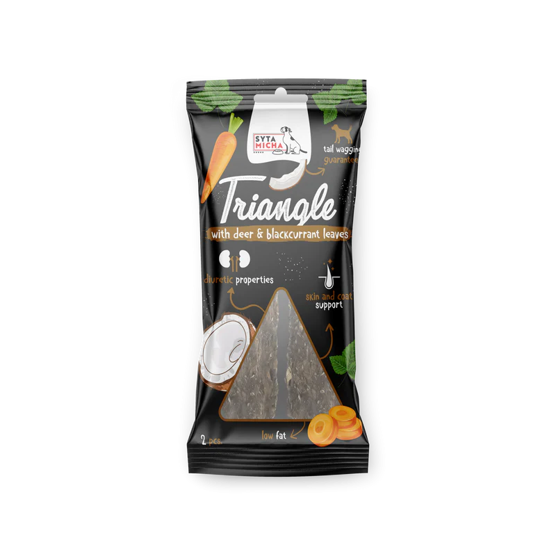 Syta Micha chew triangle deer with coconut and blackcurrant leaves 2 pcs – dog treat