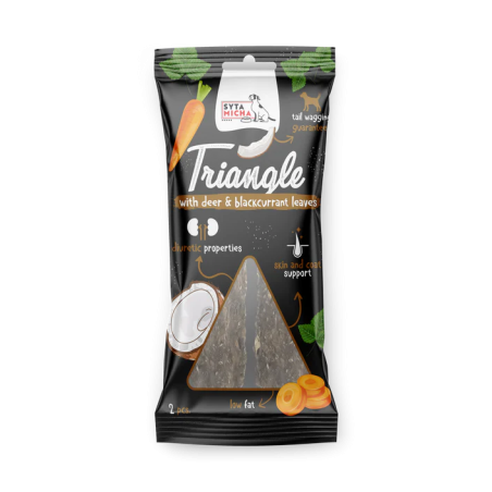 Syta Micha chew triangle deer with coconut and blackcurrant leaves 2 pcs – dog treat