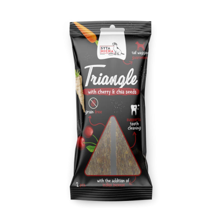 Syta Micha chew triangle ostrich with cherry and chia seeds 2 pcs – dog treat