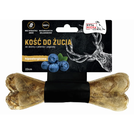 Syta Micha MAXXI kość do żucia hipoalergiczna jeleń z jagodami 22 cm – przysmak dla psa