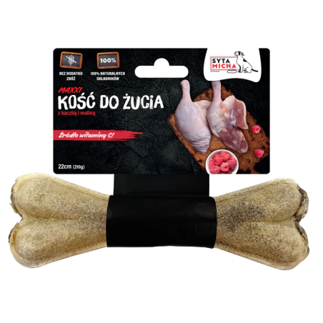 Syta Micha MAXXI kość do żucia z kaczką i malinami 22 cm – przysmak dla psa