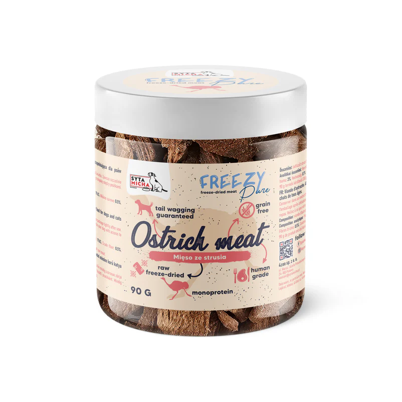Syta Micha FREEZY Pure liofilizowane mięso strusia 90g – przysmak dla psa