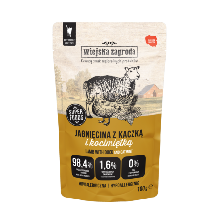 Wiejska Zagroda Lamb with Duck and Catnip 100 g – wet food for adult cats 