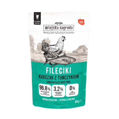 Wiejska Zagroda Chicken and Tuna Fillets 85 g – wet food for adult cats 