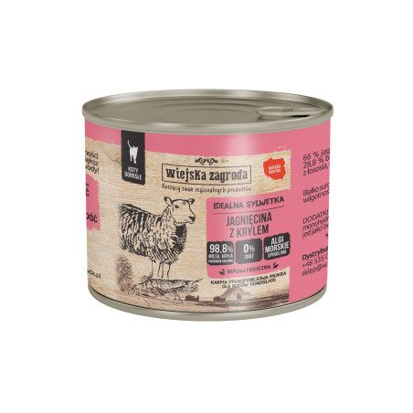 Wiejska Zagroda Lamb with Krill 200 g – wet food for adult cats 