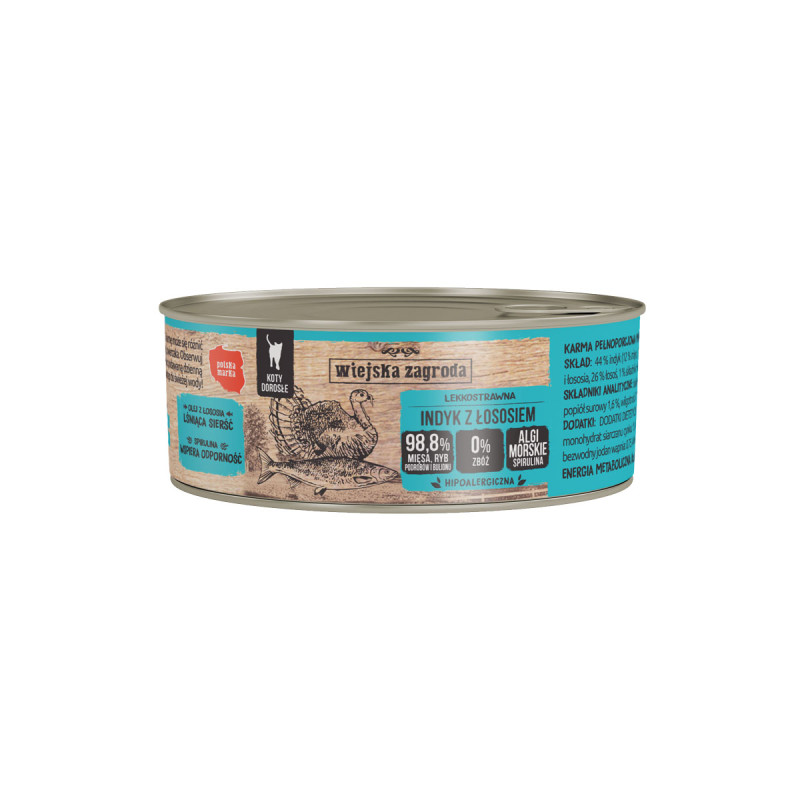 Wiejska Zagroda Turkey with Salmon 85 g – wet food for adult cats 