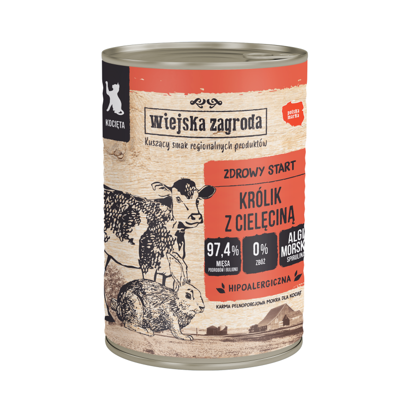 Wiejska Zagroda rabbit with veal 400 g – wet cat food