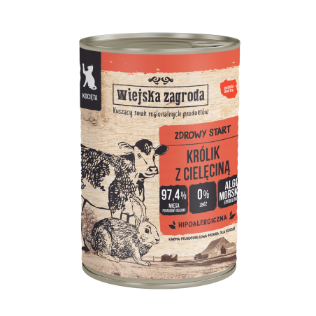 Wiejska Zagroda rabbit with veal 400 g – wet cat food