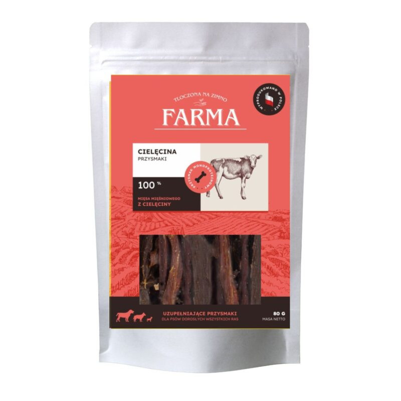 Farma Pies Paski z cielęciny 80 g – naturalny przysmak dla psa