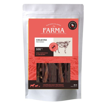 Farma Pies Paski z cielęciny 80 g – naturalny przysmak dla psa