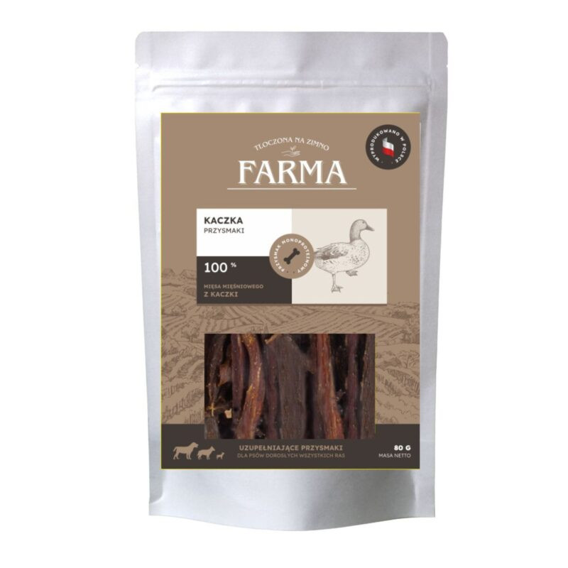 Farma Pies Paski z kaczki 80 g – naturalny przysmak dla psa