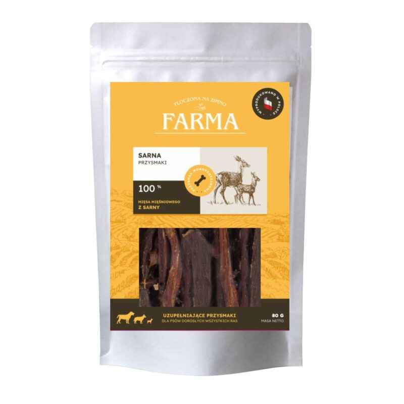 Farma Pies Paski z sarny 80 g – naturalny przysmak dla psa