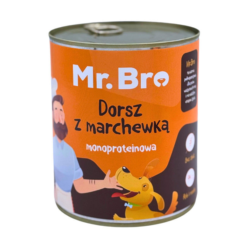 Mr.Bro cod with carrot 800 g – wet dog food