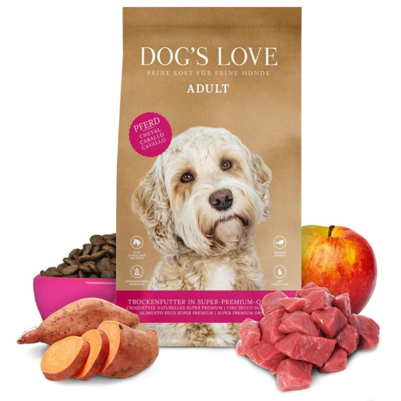 DOG'S LOVE Pferd 2 kg – dry dog food with horse meat, sweet potatoes and apples