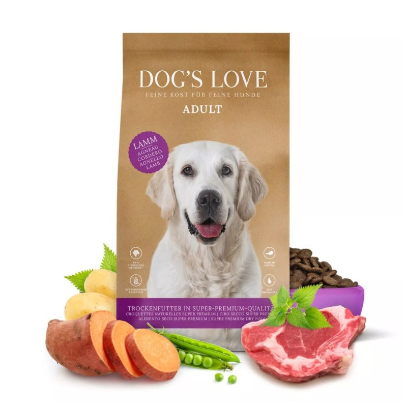 DOG'S LOVE Lamm 2 kg – dry dog food with lamb, sweet potatoes and apples