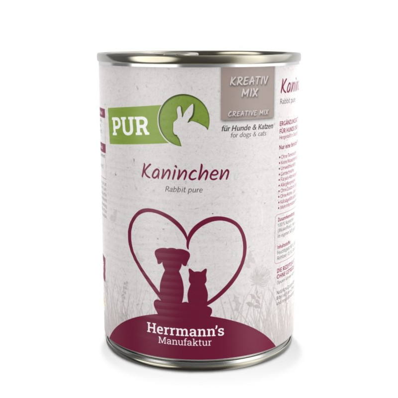 HERRMANN'S MANUFAKTUR Kaninchen Pur 400 g – wet dog food with rabbit