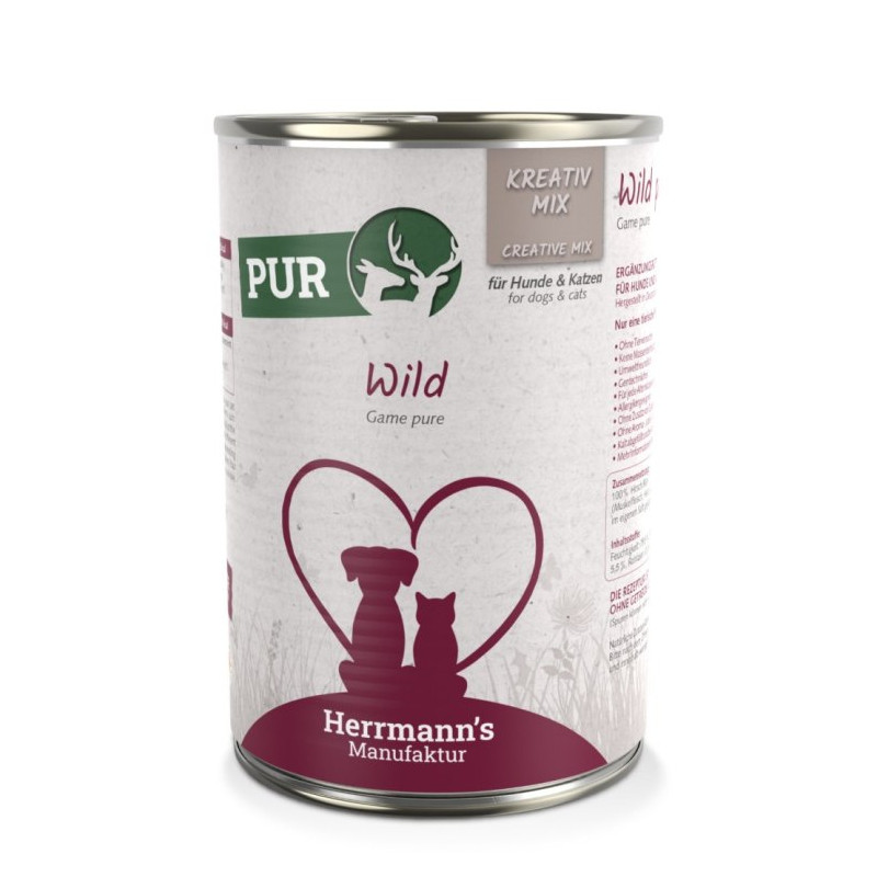 HERRMANN'S MANUFAKTUR Wild Pur 400 g – wet dog food with game meat